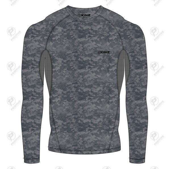 Positive Grey Texture Printed Long Sleeve Rash Guard
