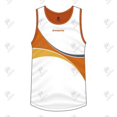 Positive White & Orange Printed Sports Multipurpose Tank Top