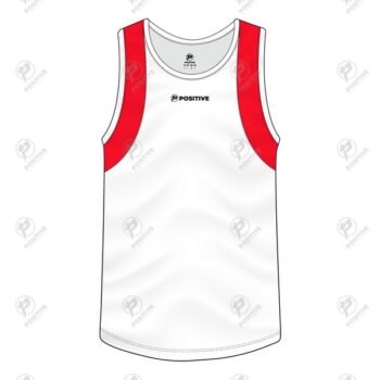 Positive Red & White Cotton Jersey Fabric Workout Tank Top