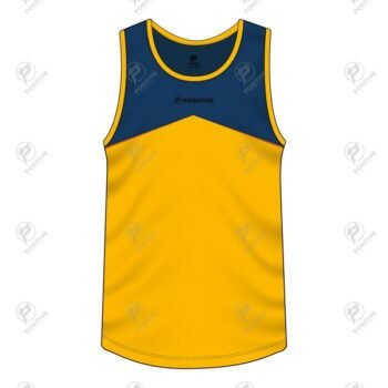 Positive Navy & Gold Cotton Jersey Gym Sports Training Tank Top