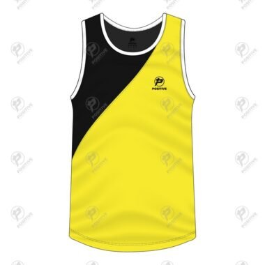 Positive Yellow & White Microfiber Interlock Running Tank Top