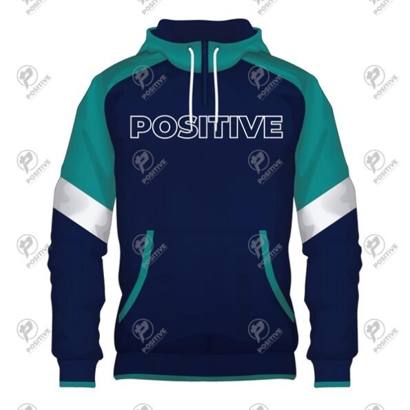 Positive Custom Printing Tri Color Short Zip Cotton Fleece Hoodie