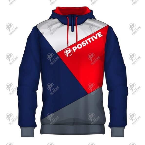 Positive Multi Panel Short Zip Fleece Hoodie Without Pockets