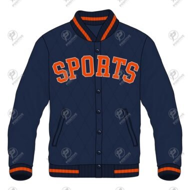 Positive Wool Sleeves Quilted Letterman Varsity Jacket