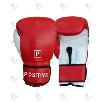 Positive Red & White Pro Style Genuine Leather Boxing Gloves