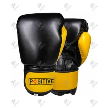Positive Black & Yellow Premium Genuine Leather Boxing Gloves