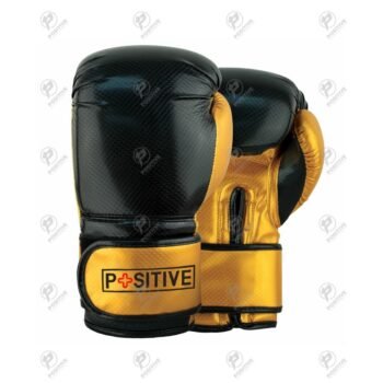 Positive Black & Gold Synthetic Leather Boxing Gloves