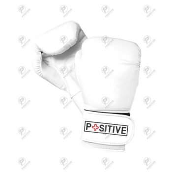 Positive White Genuine Leather Pro Boxing Gloves