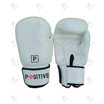 Positive White Leather Professional Boxing Gloves