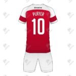 Positive Red & White V-Neck Raglan Printed Soccer Uniform Kit