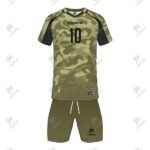 Positive Black Camouflage Printed V-Neck Soccer Uniform Kit