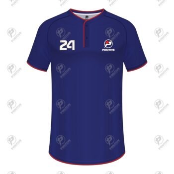 Positive Two Button Blue Sublimation Printed Baseball Jersey
