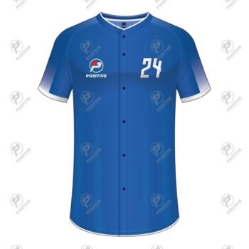 Positive Blue Gradient Full Button Baseball Jersey