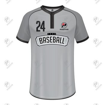 Positive Grey Sublimation Printed Short Sleeve Baseball Jersey