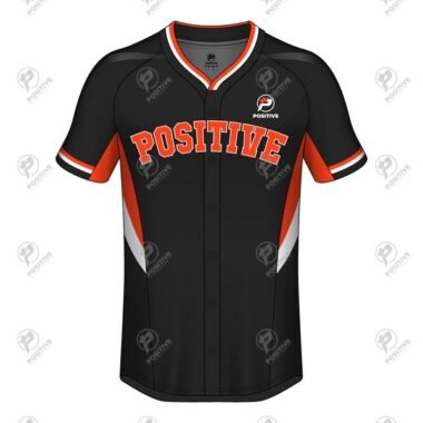 Positive Tri Color Printed Full Button Half Sleeve Baseball Jersey