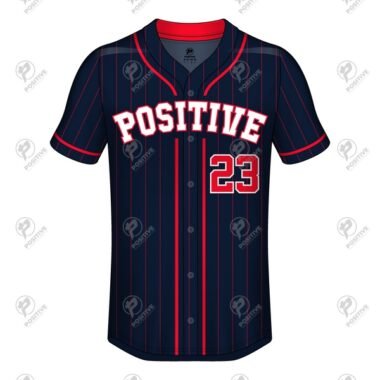 Positive Contrast Red & Navy Printed Half Sleeve Baseball Jersey