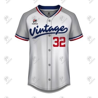 Positive Vintage Printed Short Sleeve Baseball Jersey