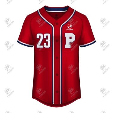 Positive Red Sublimation Printed Short Sleeve Baseball Jersey