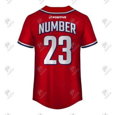 Positive Red Sublimation Printed Short Sleeve Baseball Jersey