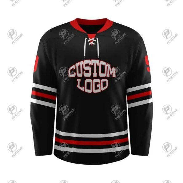 Positive Custom Logo Printed Lace Collar Ice Hockey Jersey