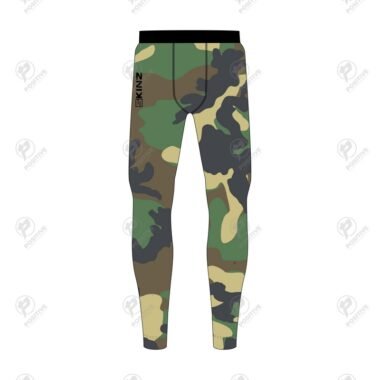 Positive Mens Green Camouflage Printed Compression Pant