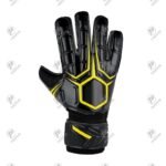 Embossed Finger Protection Black Football Goalkeeper Gloves