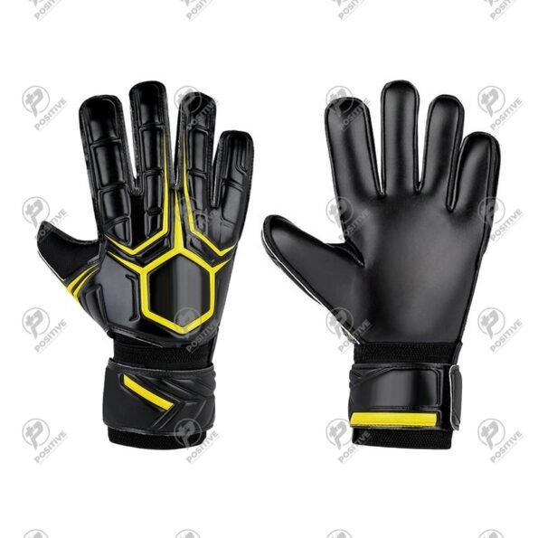 Embossed Finger Protection Black Football Goalkeeper Gloves