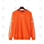 Positive Contrast Sleeve Striped Fleece Orange Sweatshirt